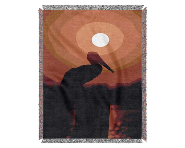 Bird At Sunset Woven Blanket