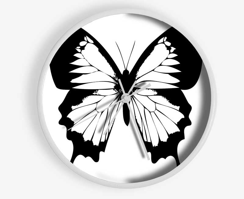 Black And White Butterfly Wings Clock - Wallart-Direct UK