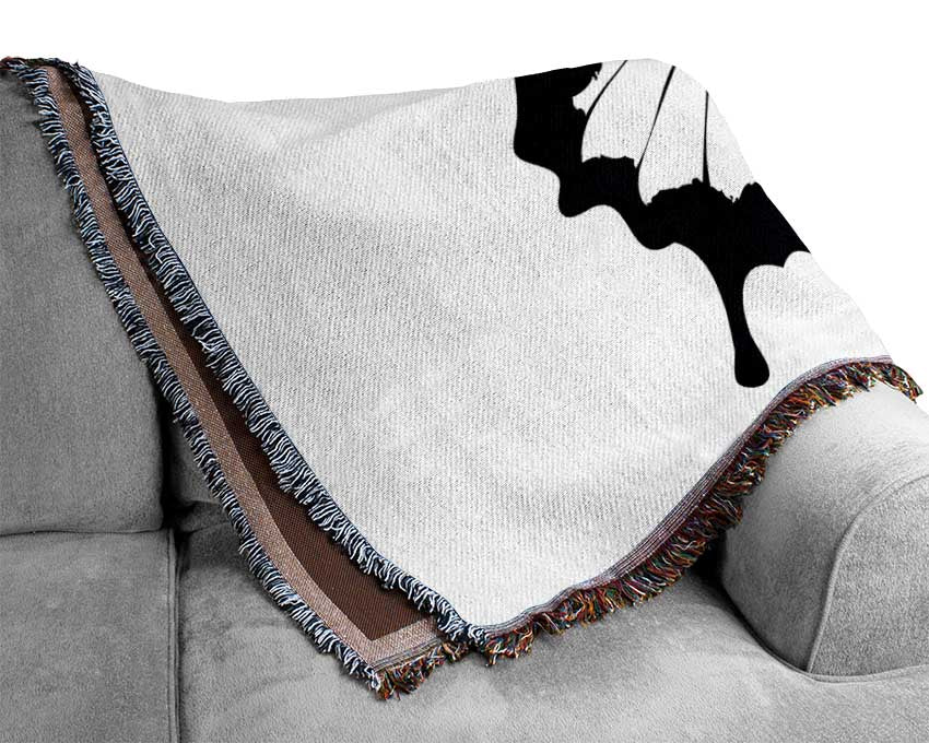 Black And White Butterfly Wings Woven Blanket