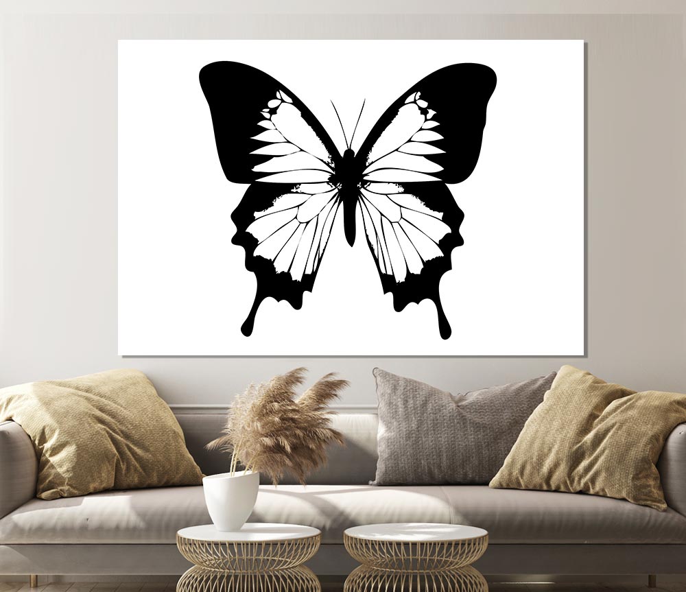 Black And White Butterfly Wings Print Poster Wall Art