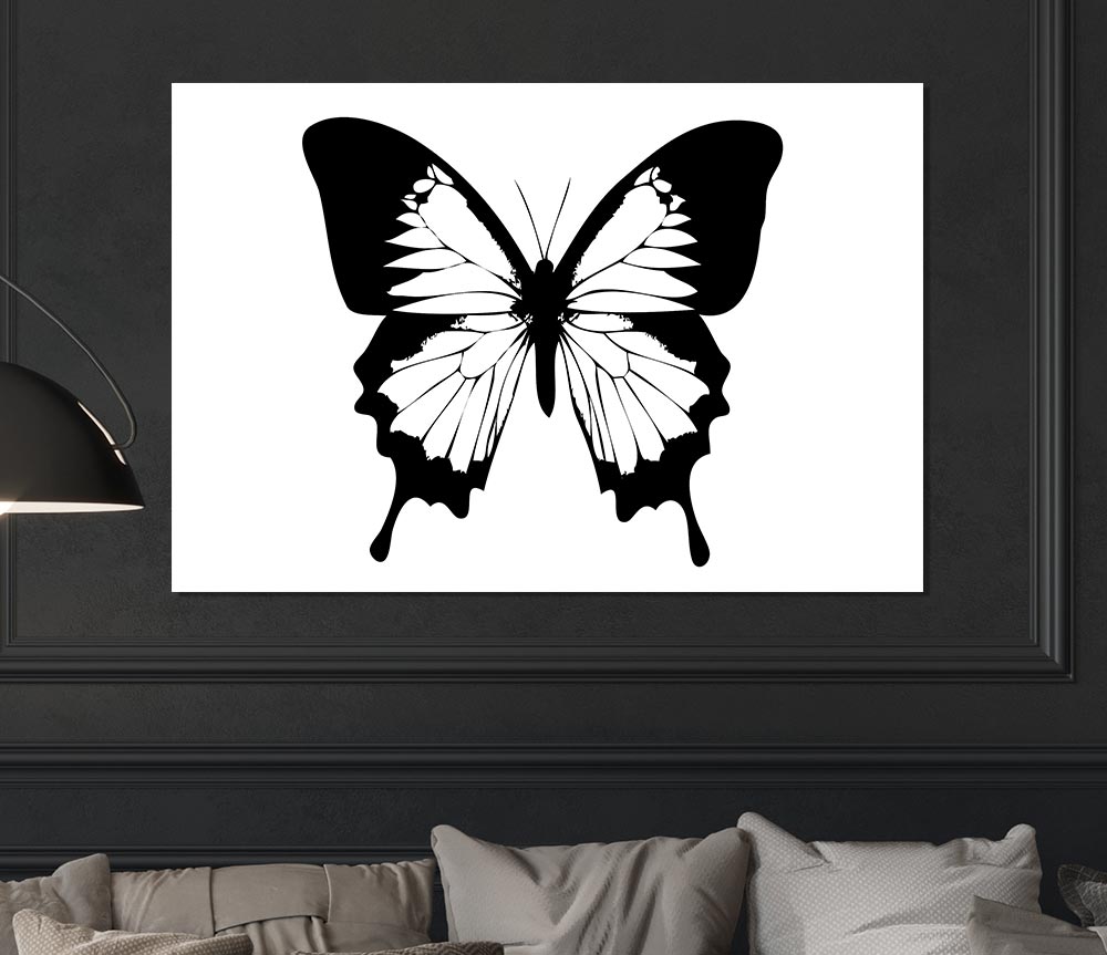 Black And White Butterfly Wings Print Poster Wall Art