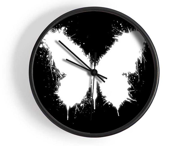 Black And White Butterfly Clock - Wallart-Direct UK