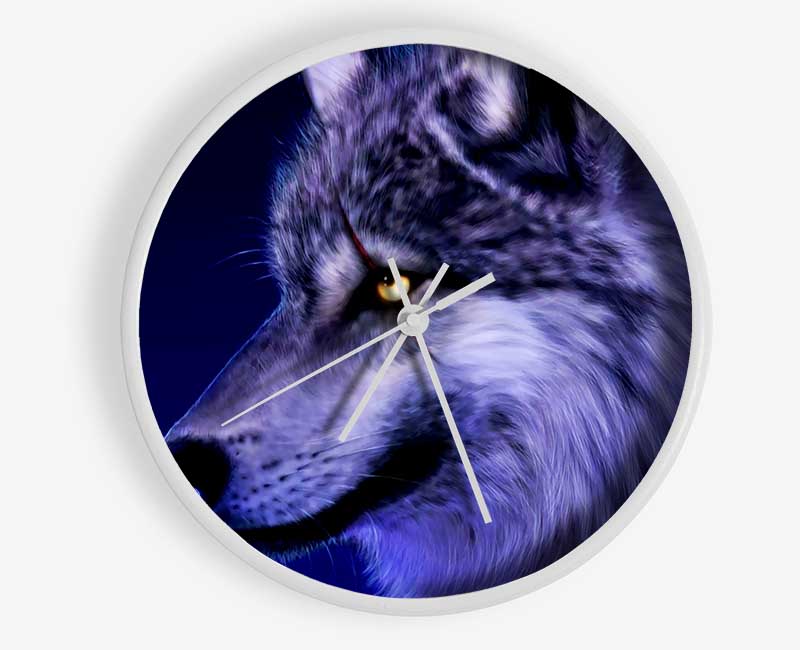 Blue Wolf Eye Clock - Wallart-Direct UK