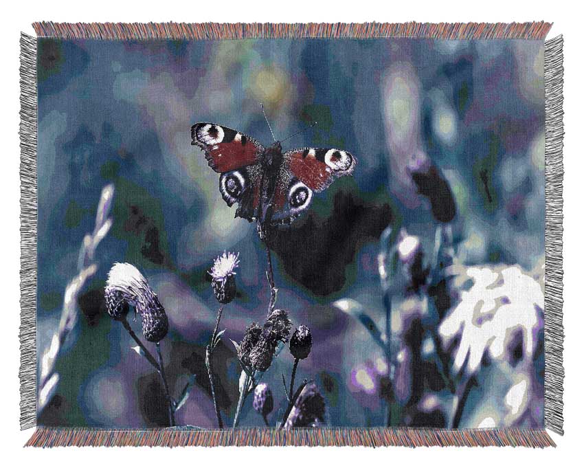 Butterfly With Open Wings Woven Blanket