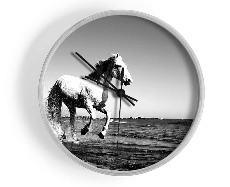 Camargue White Horse Clock - Wallart-Direct UK