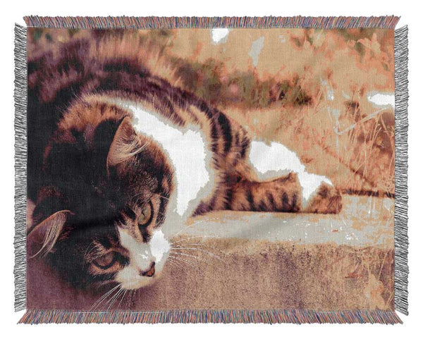 Cat Stillness Woven Blanket