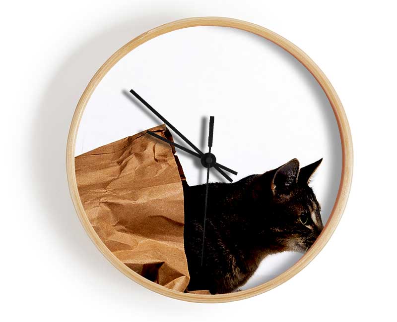 Cat In A Bag Clock - Wallart-Direct UK