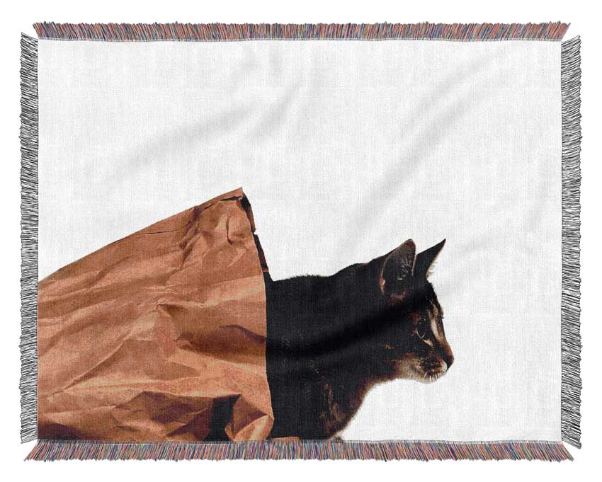 Cat In A Bag Woven Blanket