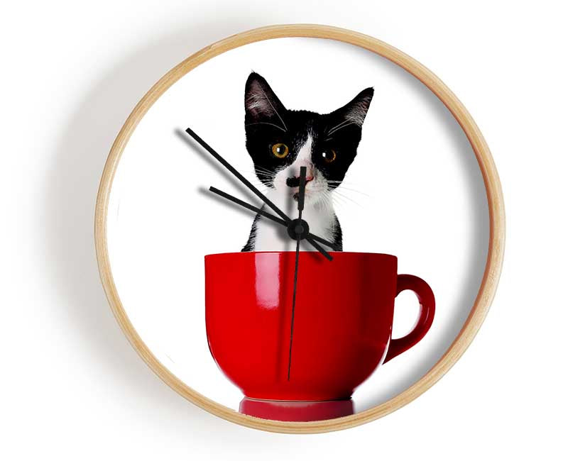 Cat In A Tea Cup Clock - Wallart-Direct UK