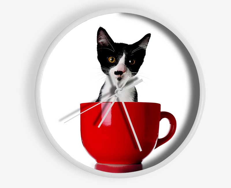 Cat In A Tea Cup Clock - Wallart-Direct UK