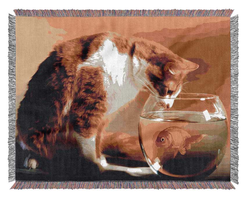 Cats Dinner Time Woven Blanket