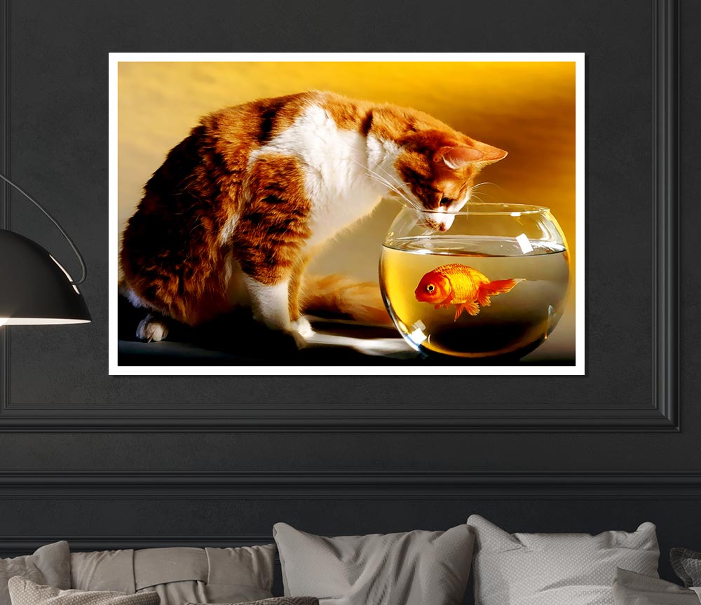 Cats Dinner Time Print Poster Wall Art