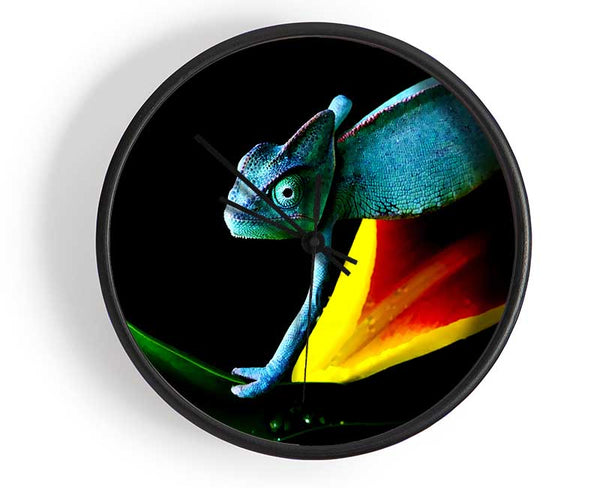 Chameleon In Blue Clock - Wallart-Direct UK