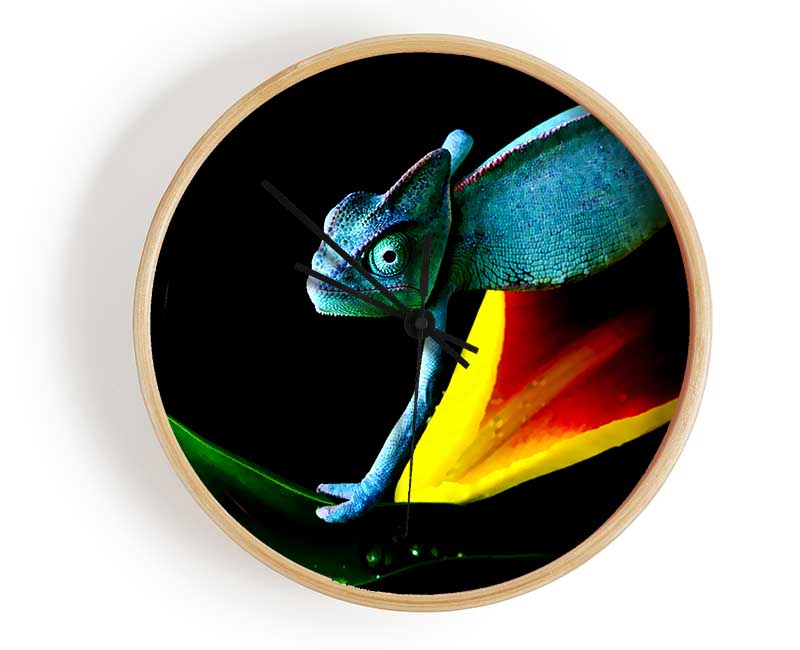 Chameleon In Blue Clock - Wallart-Direct UK