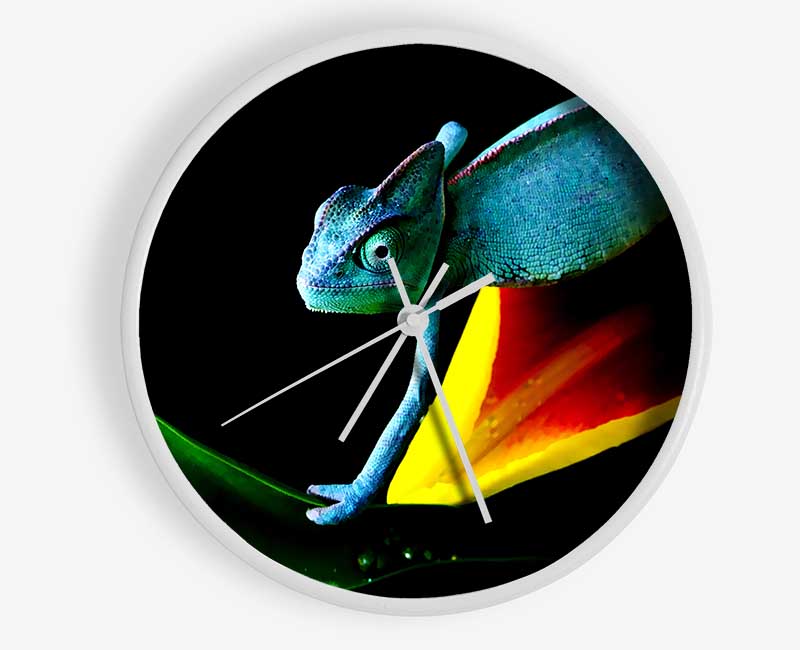 Chameleon In Blue Clock - Wallart-Direct UK