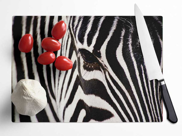 Close-up Face Zebra Glass Chopping Board