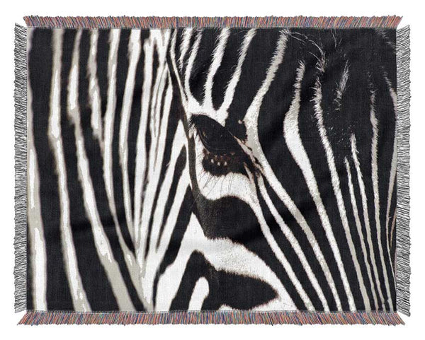 Close-up Face Zebra Woven Blanket