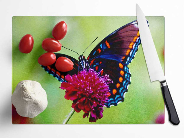 Colourful Butterfly Flower Glass Chopping Board