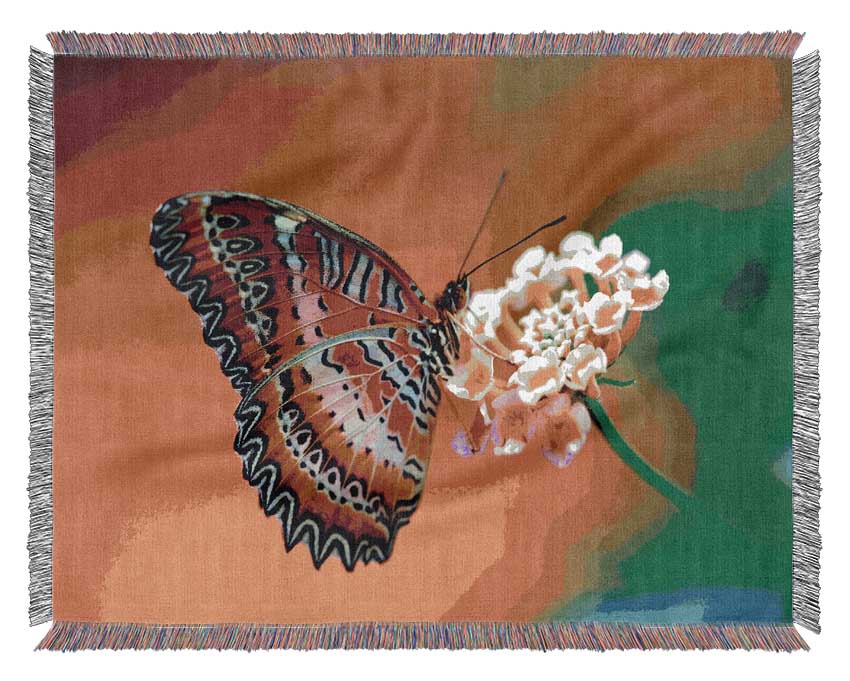 Colourful Butterfly Rests Woven Blanket