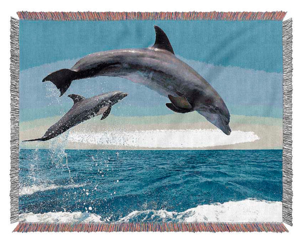 Common Bottlenose Dolphins Woven Blanket