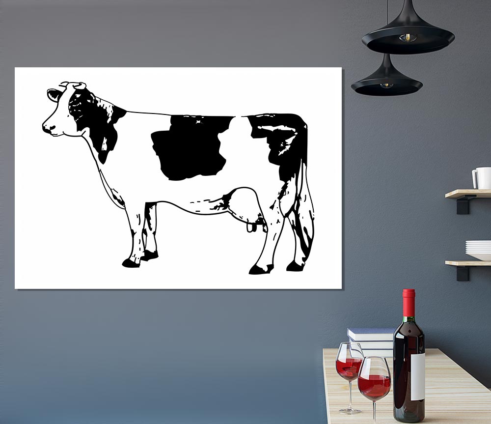 Cow Black And White Print Poster Wall Art