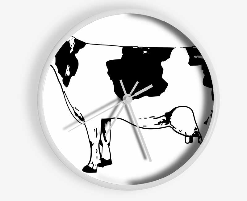 Cow Black And White Clock - Wallart-Direct UK