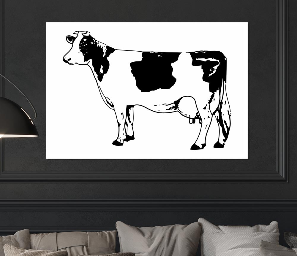 Cow Black And White Print Poster Wall Art