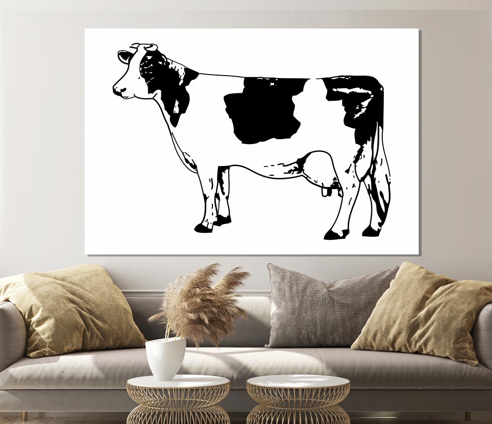 Cow Black And White Print Poster Wall Art