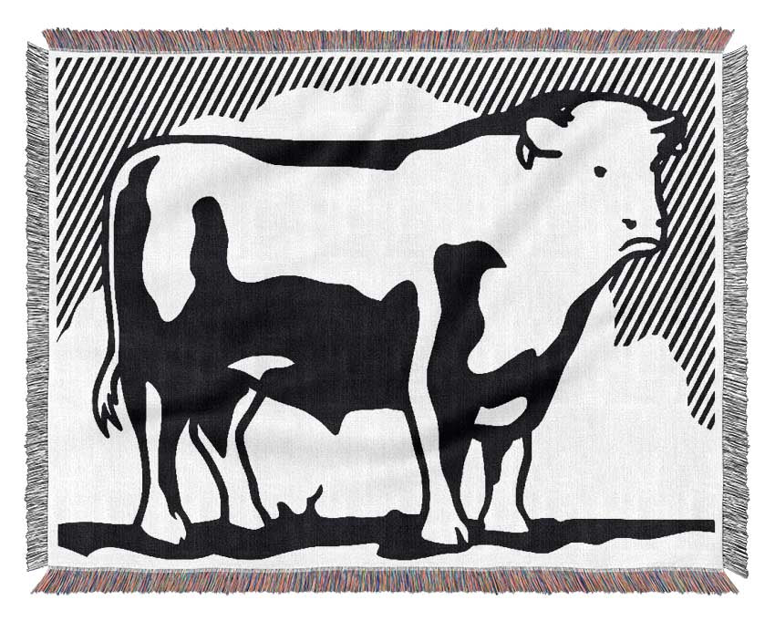 Cow B n W Woven Blanket