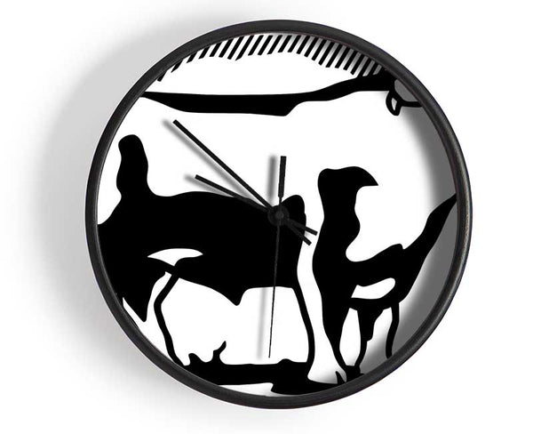 Cow B n W Clock - Wallart-Direct UK