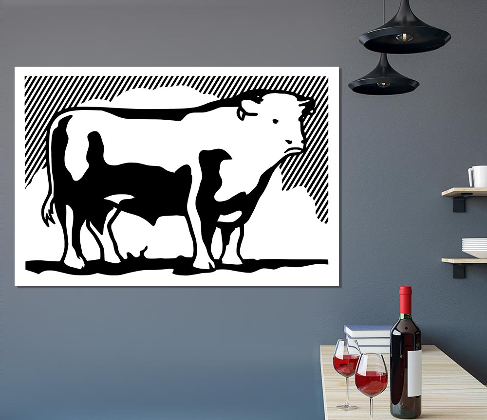 Cow B N W Print Poster Wall Art