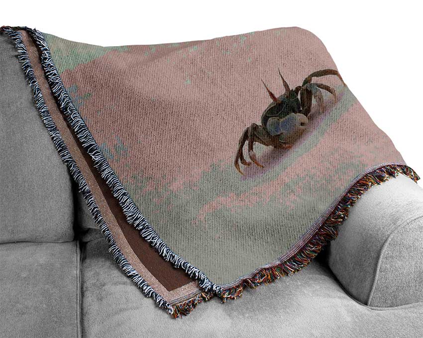 Crab On Beach Woven Blanket