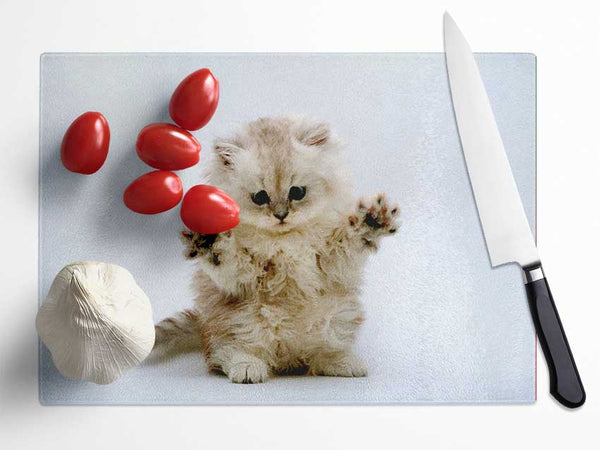 Cute Kitten Paws Glass Chopping Board