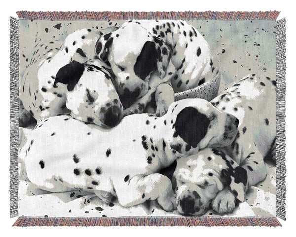 Dalmatian Puppies In Dreamland Woven Blanket