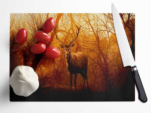 Deer In Winter Glass Chopping Board