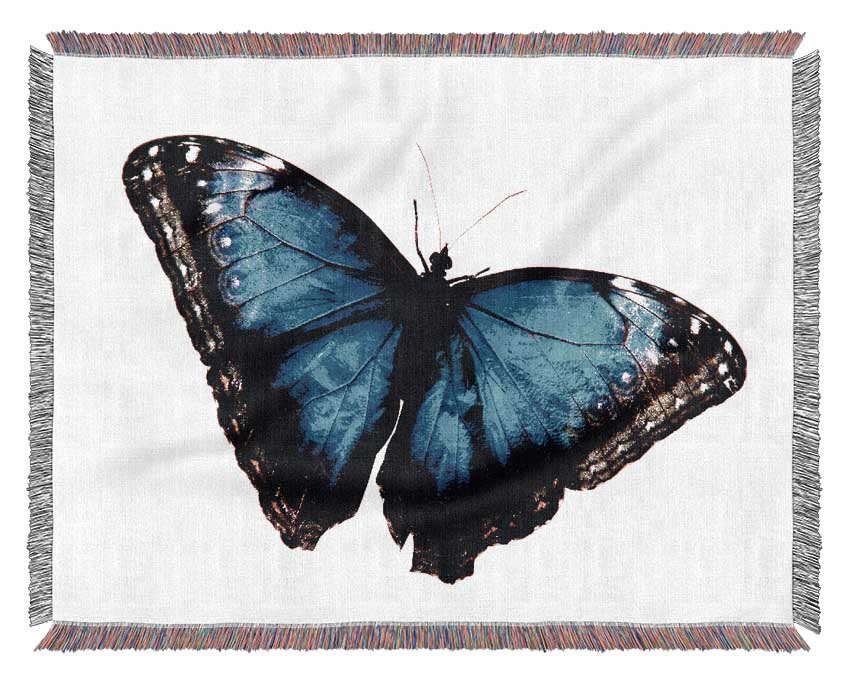 Diamond Blue Butterfly Wings Woven Blanket