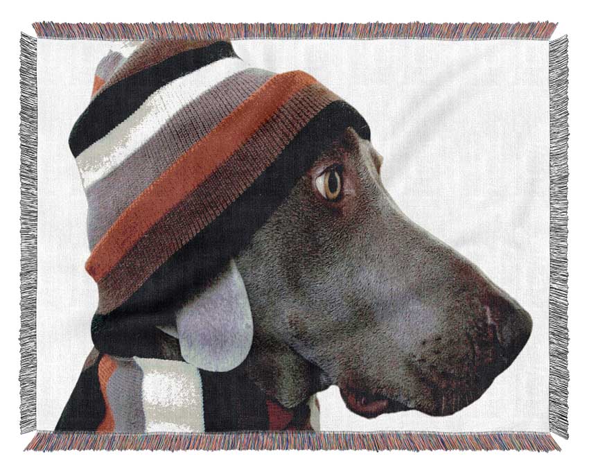 Dog Funny Hat Woven Blanket