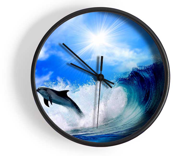 Dolphin Jumping In The Sea Clock - Wallart-Direct UK