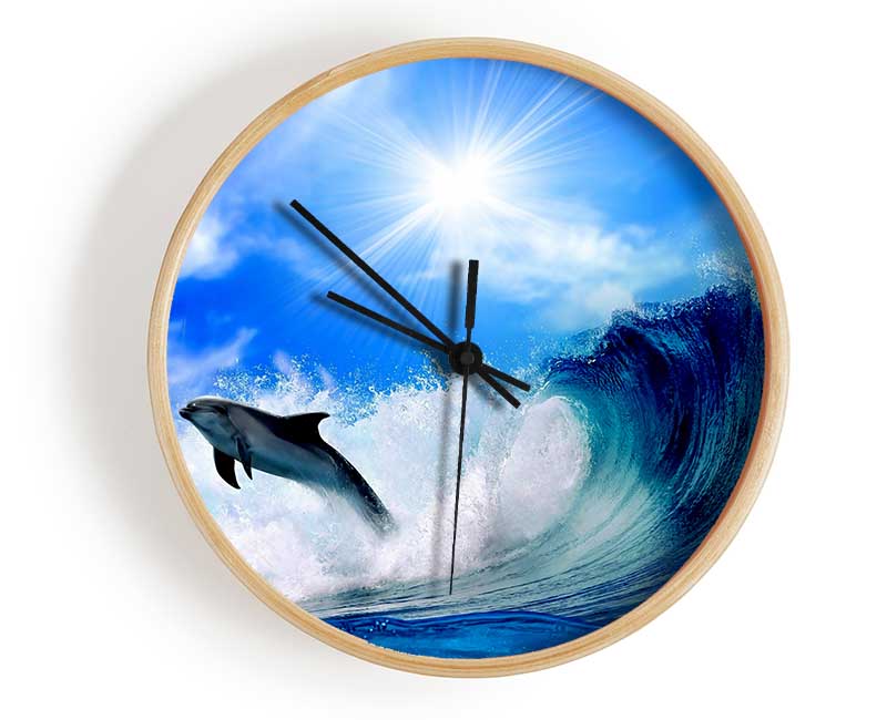 Dolphin Jumping In The Sea Clock - Wallart-Direct UK