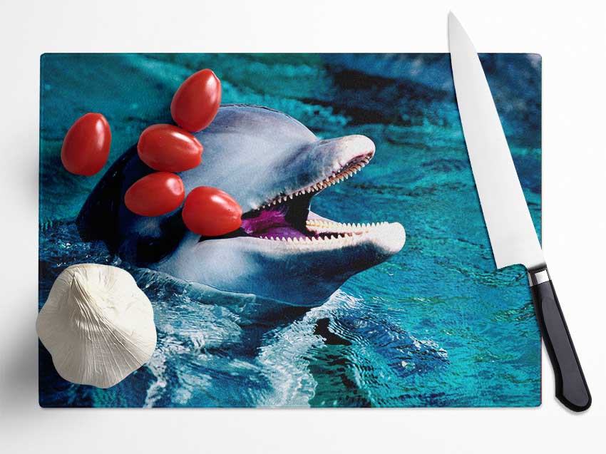 Dolphins Call Glass Chopping Board