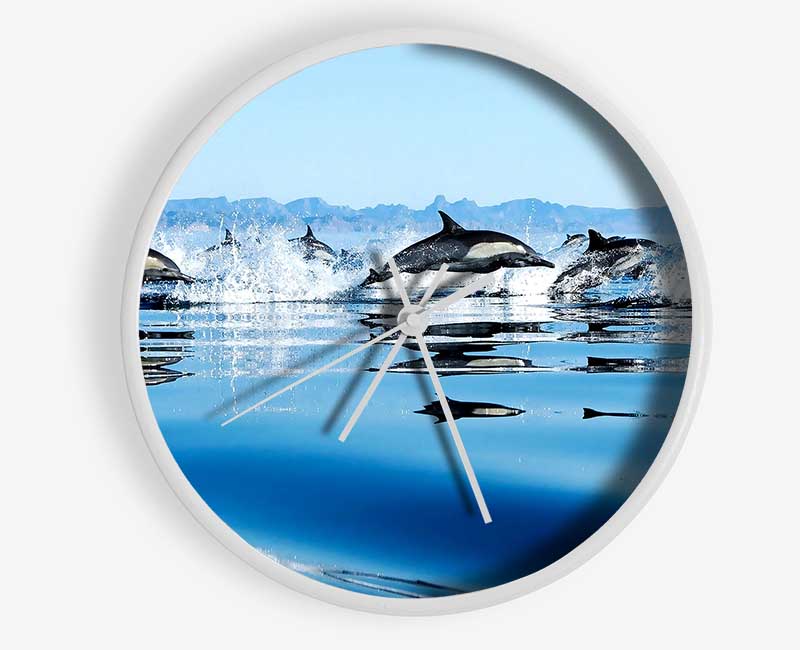 Dolphins In The Sea Clock - Wallart-Direct UK