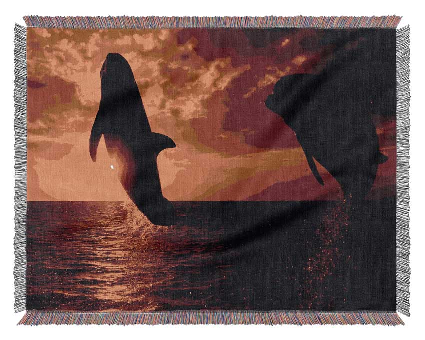 Dolphins Sunglow Woven Blanket