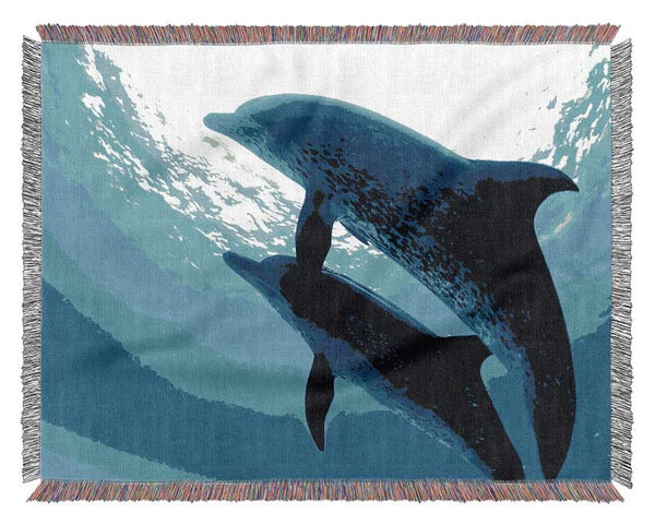 Dolphins Under The Sea Woven Blanket