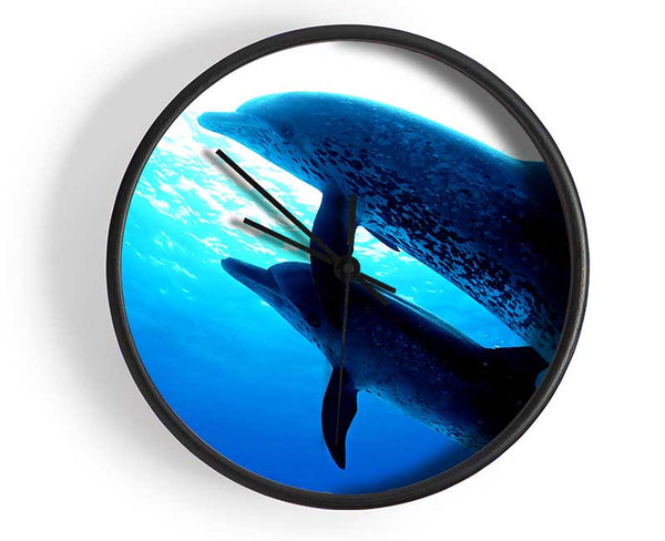 Dolphins Under The Sea Clock - Wallart-Direct UK