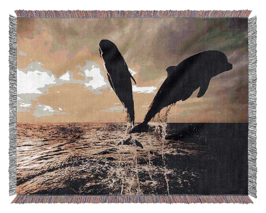 Double Dolphin Jump Woven Blanket