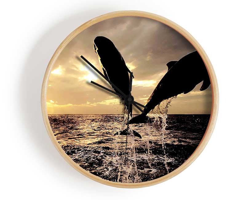 Double Dolphin Jump Clock - Wallart-Direct UK