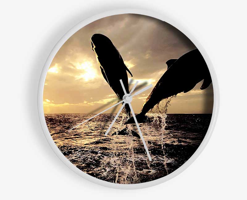 Double Dolphin Jump Clock - Wallart-Direct UK