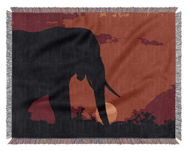 Elephant At Sundown Woven Blanket