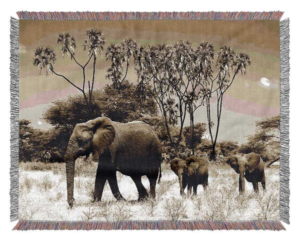 Elephant Family Woven Blanket