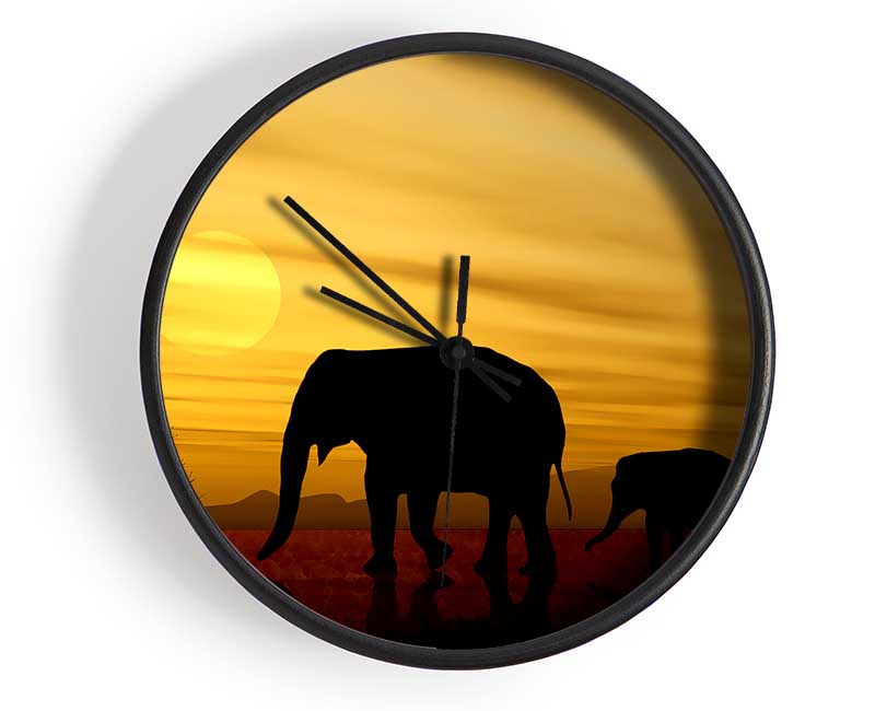 Elephant Safari Desert Clock - Wallart-Direct UK